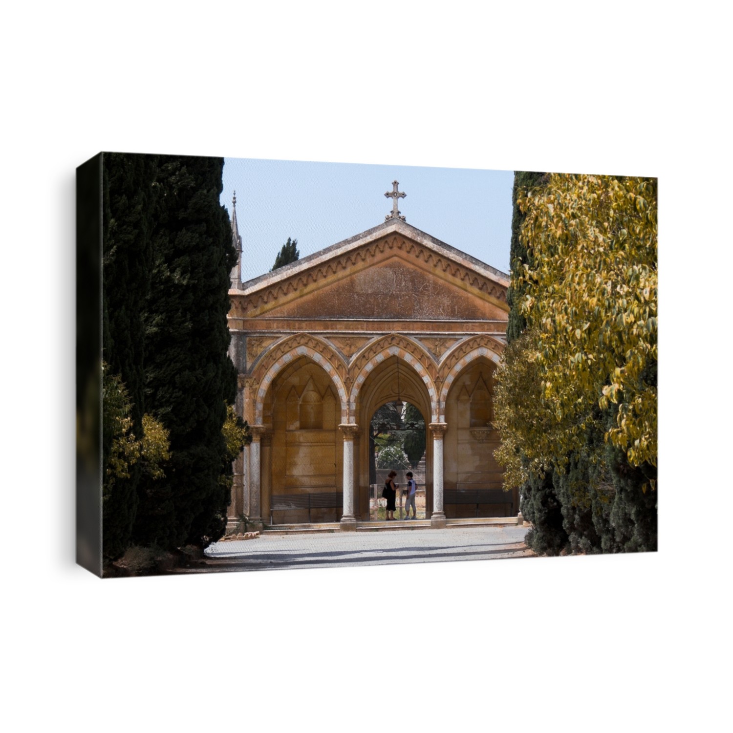 Caltagirone entrance in style neogotico of the cemetery momumental of the Paradise