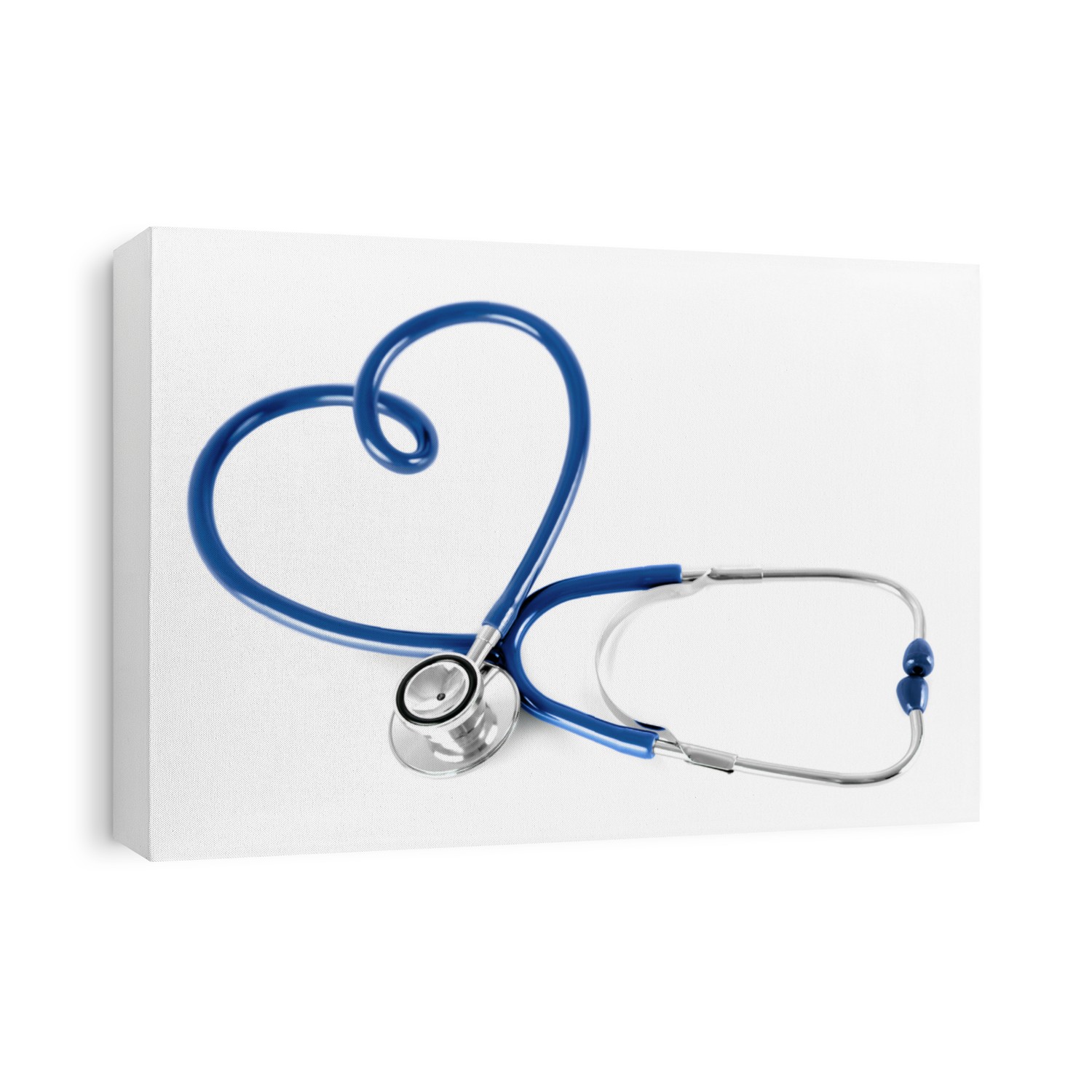 blue stethoscope in shape of heart, isolated on white
