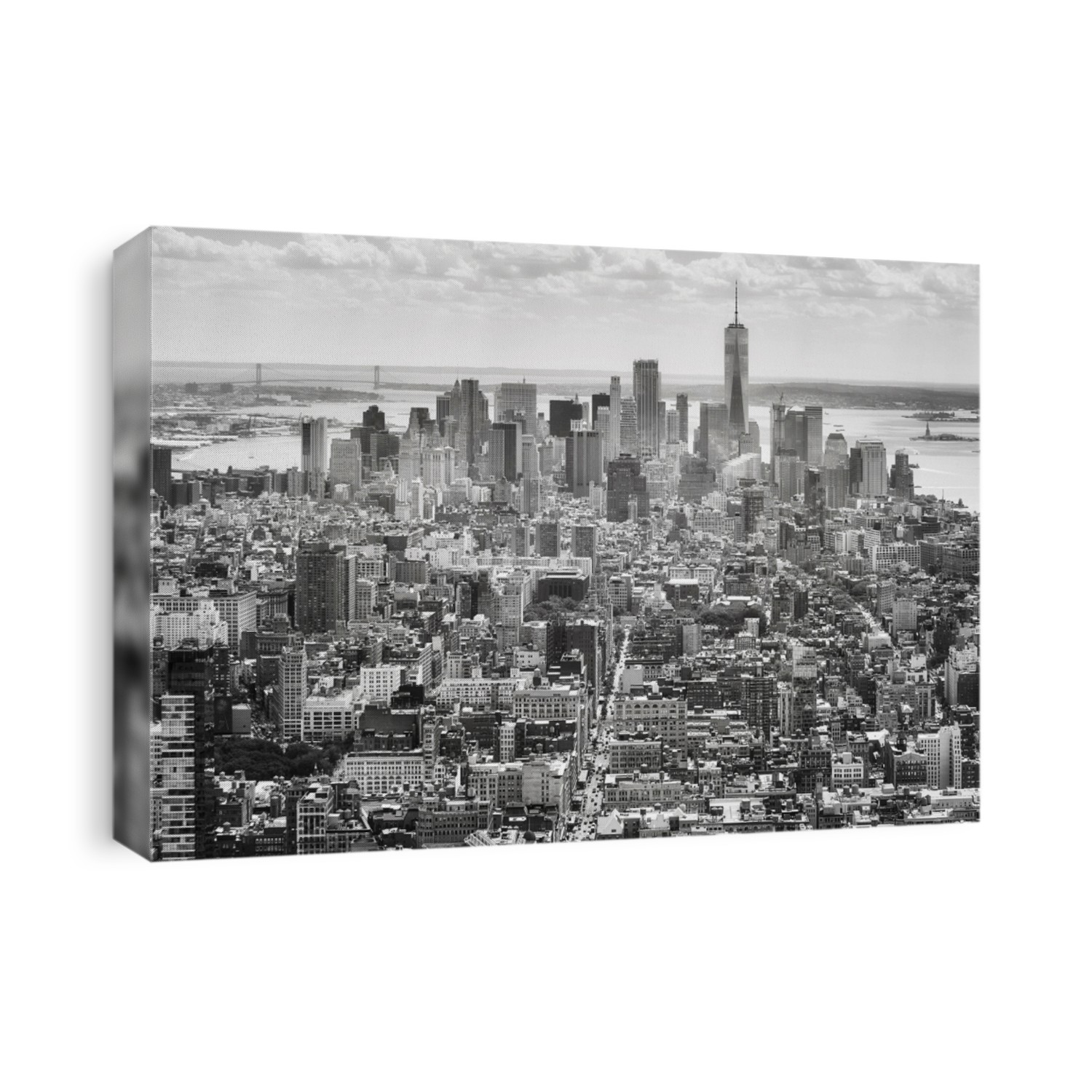 Black and white picture of the New York City skyline, USA.